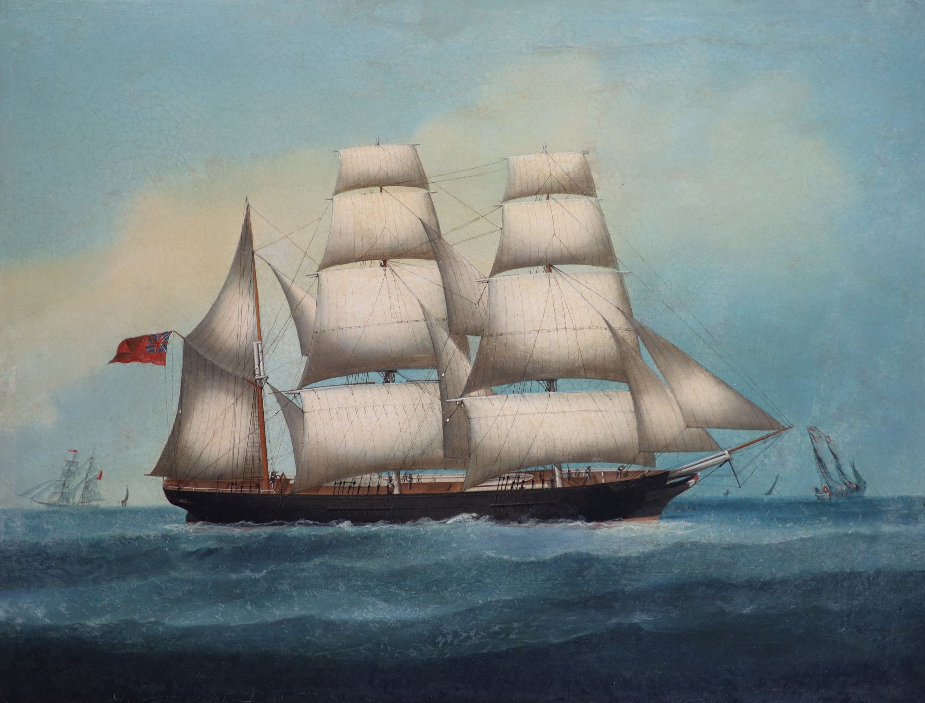 Studio of Lamqua (fl/1825-1860), A British Barque in Chinese waters,